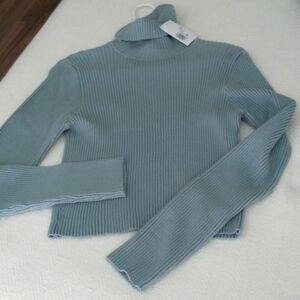 NWT Forever 21 ribbed knit, turtleneck sweater, XL, sage green, P2P 19" L 20"
